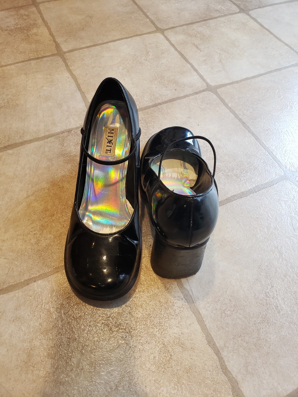 Mix It Black Patent Mary Jane Heels